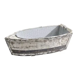 Storage Baskets 3R Studios Wood Decorative Boat With Tin Insert