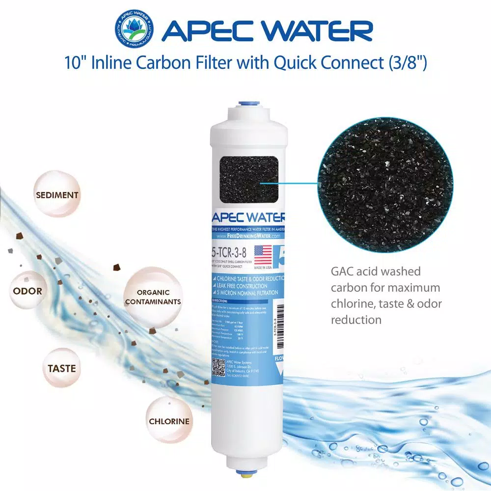 Replacement Water Filters APEC Water Systems Ultimate 10 In. Inline Carbon Filter With 3/8 In. Quick Connect 4 Replacement Water Filters APEC Water Systems Ultimate 10 In. Inline Carbon Filter With 3/8 In. Quick Connect - Image 2