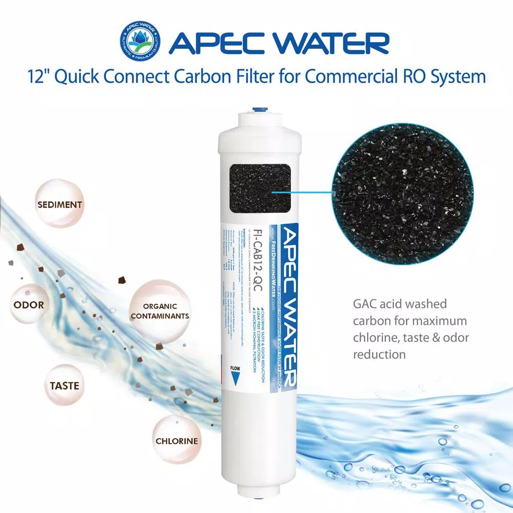 Replacement Water Filters APEC Water Systems 12 In. Commercial Grade Inline Carbon Post-Filter With 3/8 In. Output For Light Commercial Reverse Osmosis System 4 Replacement Water Filters APEC Water Systems 12 In. Commercial Grade Inline Carbon Post-Filter With 3/8 In. Output For Light Commercial Reverse Osmosis System - Image 2