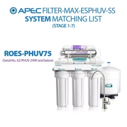 Replacement Water Filters APEC Water Systems Essence Complete Replacement Filter Set For ROES-PHUV75 PH Enhanced UV Sanitizing 7-Stages RO Water System 14 Replacement Water Filters APEC Water Systems Essence Complete Replacement Filter Set For ROES-PHUV75 PH Enhanced UV Sanitizing 7-Stages RO Water System -Brita shop apec water systems replacement water filters filter max esphuv ss 1d 1000