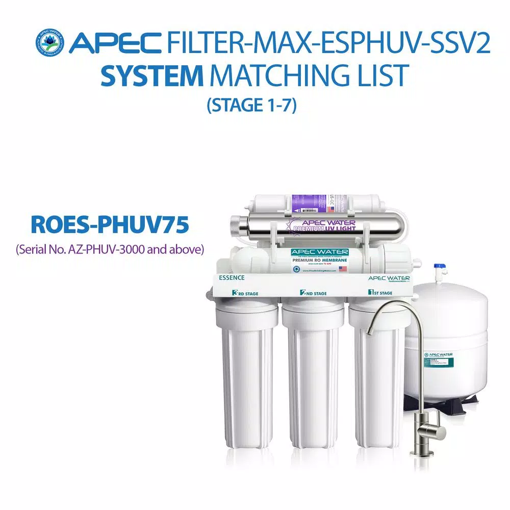Replacement Water Filters APEC Water Systems Essence Under Sink System ROES-PHUV75 Complete Replacement Filter Set For PH Enhanced UV Sanitizing 7-Stages 5 Replacement Water Filters APEC Water Systems Essence Under Sink System ROES-PHUV75 Complete Replacement Filter Set For PH Enhanced UV Sanitizing 7-Stages - Image 3