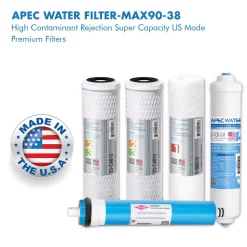 Water Filtration Systems APEC Water Systems ULTIMATE Complete Replacement Filter Set For 90 GPD Reverse Osmosis System With Upgraded 3/8″D Tubing Quick Dispense -Brita shop apec water systems replacement water filters filter max90 38 e1 1000