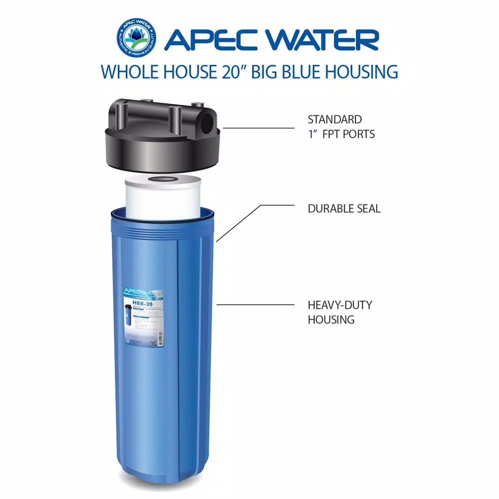Water Filter Parts APEC Water Systems 20 In. Big Blue Whole House Water Filter Housing 1 In. Inlet/Outlet 4 Water Filter Parts APEC Water Systems 20 In. Big Blue Whole House Water Filter Housing 1 In. Inlet/Outlet - Image 2