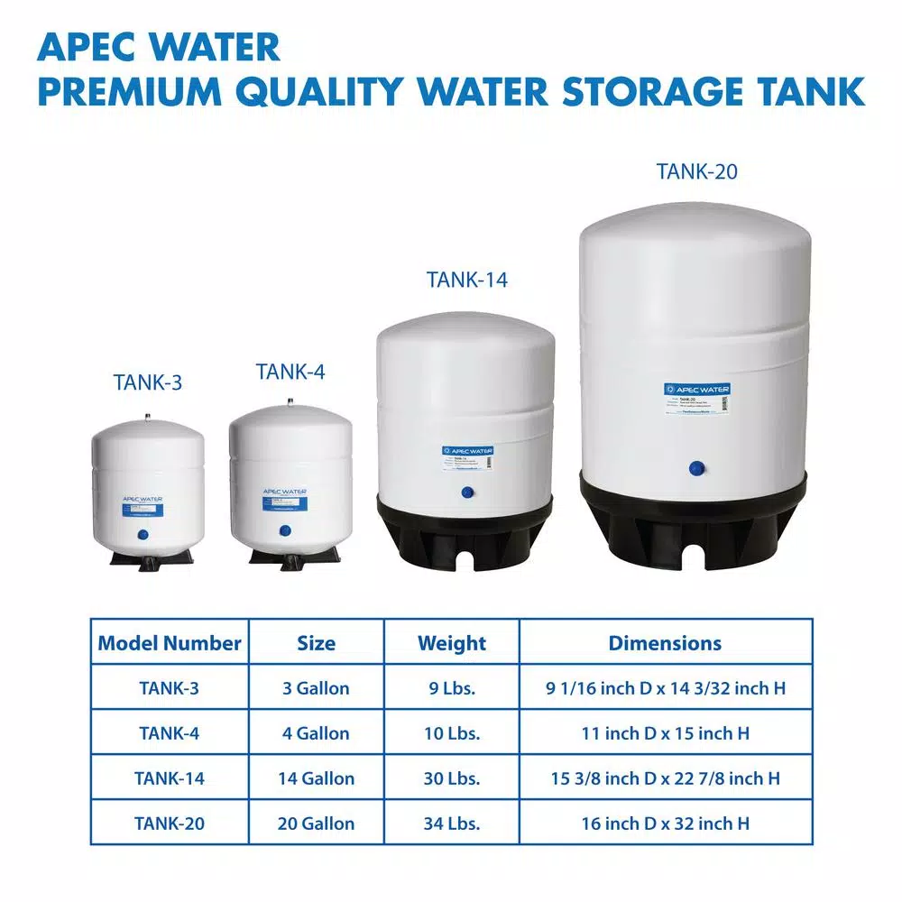 Water Filter Parts APEC Water Systems 20 Gal. Pre-Pressurized Residential Reverse Osmosis Drinking Water Storage Tank 5 Water Filter Parts APEC Water Systems 20 Gal. Pre-Pressurized Residential Reverse Osmosis Drinking Water Storage Tank - Image 3