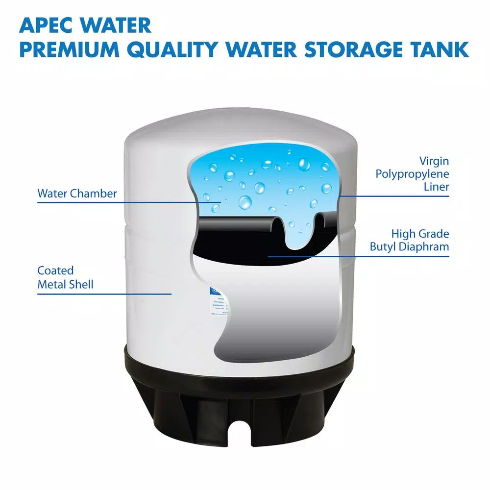 Water Filter Parts APEC Water Systems 20 Gal. Pre-Pressurized Residential Reverse Osmosis Drinking Water Storage Tank 4 Water Filter Parts APEC Water Systems 20 Gal. Pre-Pressurized Residential Reverse Osmosis Drinking Water Storage Tank - Image 2