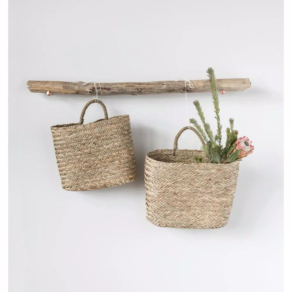 Storage Baskets 3R Studios Seagrass Handwoven Decorative Wall Baskets (Set Of 2) 4 Storage Baskets 3R Studios Seagrass Handwoven Decorative Wall Baskets (Set Of 2) - Image 2