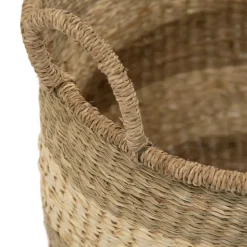 Storage Baskets Zentique Rounded Hand Woven Wicker Seagrass Striped Medium Basket With Handles 9 Storage Baskets Zentique Rounded Hand Woven Wicker Seagrass Striped Medium Basket With Handles -Brita shop beige and brown striped zentique storage baskets zengn b5 m 1f 1000