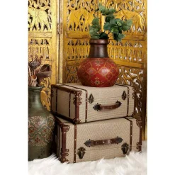 Storage Baskets LITTON LANE Rectangular Wooden Burlap Trunk Boxes With Hinged Lids (Set Of 2) 9 Storage Baskets LITTON LANE Rectangular Wooden Burlap Trunk Boxes With Hinged Lids (Set Of 2) -Brita shop beige brown storage baskets 62258 c3 1000