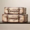 Storage Baskets Vintiquewise 17 In. X 12 In. X 6 In. Wood And Faux Leather Old World Map Vintage Style Suitcase With Straps, Set Of 2 -Brita shop beige cream vintiquewise storage baskets qi003048 2 64 1000