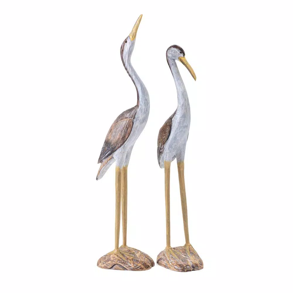 Sculptures IMAX Reeds Wood Cranes (Set Of 2) 4 Sculptures IMAX Reeds Wood Cranes (Set Of 2) - Image 2