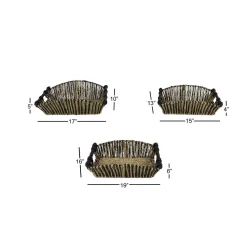 Decorative Trays LITTON LANE Rectangular Black And Natural Striped Palm Leaf And Seagrass Basket Trays (Set Of 3) -Brita shop beige litton lane decorative trays 99885 44 1000