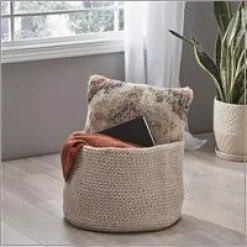 Storage Baskets Noble House Derry Round Knitted Cotton Thread Sundries Basket, Beige 11 Storage Baskets Noble House Derry Round Knitted Cotton Thread Sundries Basket, Beige -Brita shop beige noble house storage baskets 53509 44 1000