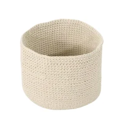 Storage Baskets Noble House Derry Round Knitted Cotton Thread Sundries Basket, Beige