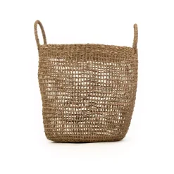 Storage Baskets Zentique Cylindrical Sparsely Hand Woven Seagrass Large Basket With Handles