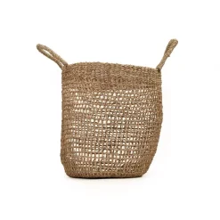 Storage Baskets Zentique Cylindrical Sparsely Hand Woven Seagrass Medium Basket With Handles