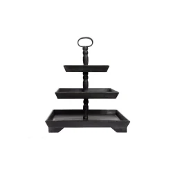 Decorative Trays 3R Studios Black Wood Three Tier Decorative Tray