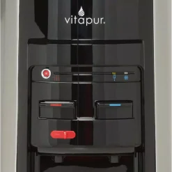 Water Dispensers VITAPUR 3-5 Gal. Hot/Room/Cold Temperature Top Load Water Cooler Dispenser With Kettle Feature In Stainless Steel/Black -Brita shop black and stainless steel vitapur water coolers vwd5446bls e1 1000