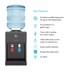 Water Dispensers Avalon Premium Hot/Cold Top Loading Countertop Water Cooler Dispenser With Child Safety Lock, Black -Brita shop black avalon water coolers a1ctwtrclrblk 1f 1000