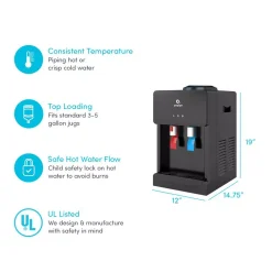 Water Dispensers Avalon Premium Hot/Cold Top Loading Countertop Water Cooler Dispenser With Child Safety Lock, Black -Brita shop black avalon water coolers a1ctwtrclrblk 44 1000