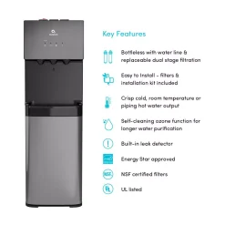 Water Dispensers Avalon A5BLK Self Cleaning Bottleless Water Cooler Dispenser, UL/NSF/Energy Star, Black Stainless Steel -Brita shop black avalon water coolers a5blk 1f 1000