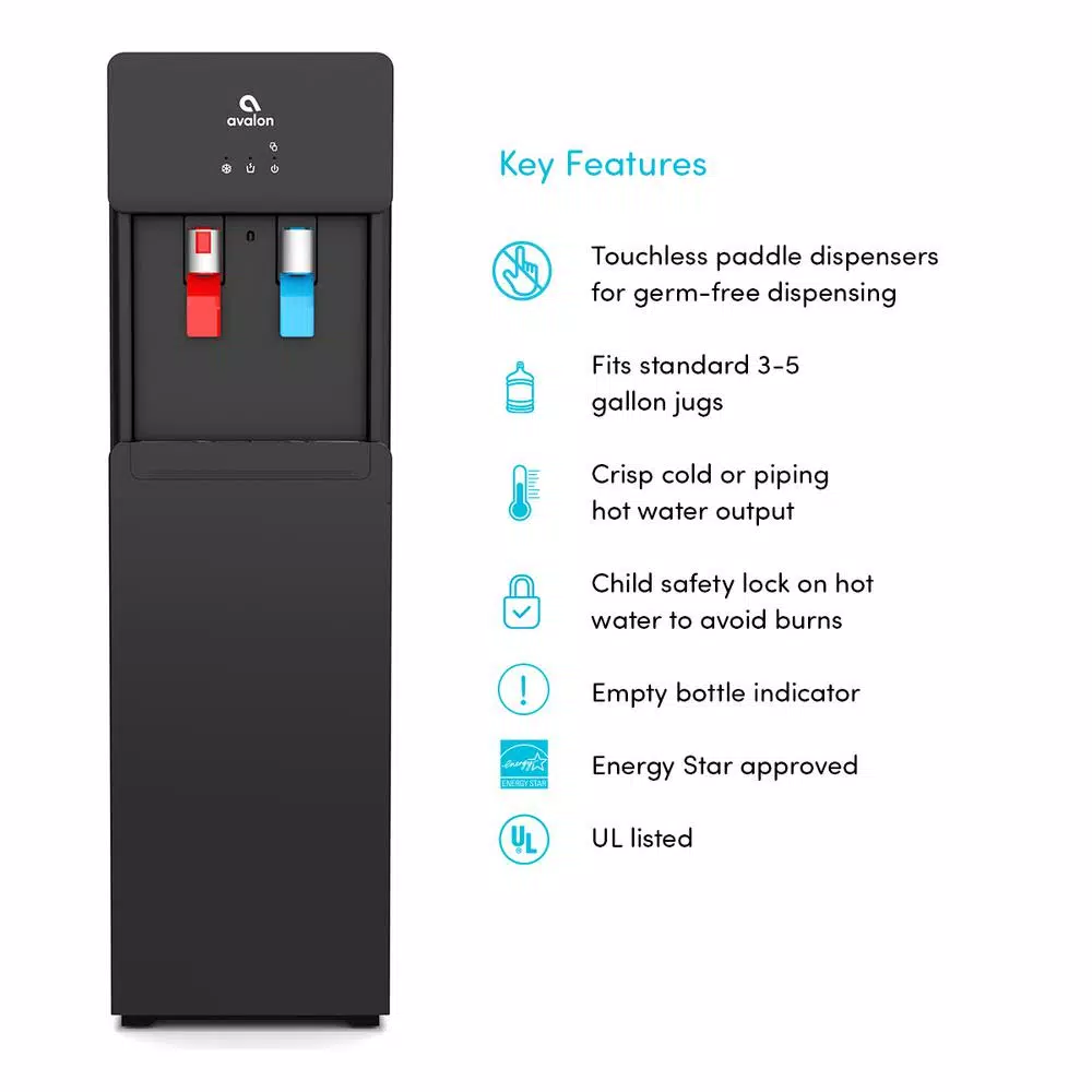 Water Dispensers Avalon Touchless Bottom Loading Water Cooler Dispenser, Hot & Cold Water, UL/Energy Star- Black 6 Water Dispensers Avalon Touchless Bottom Loading Water Cooler Dispenser, Hot & Cold Water, UL/Energy Star- Black - Image 4
