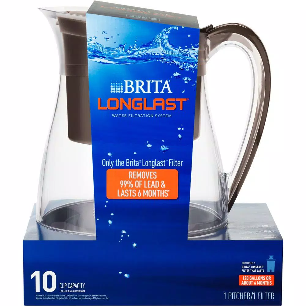 Water Filter Pitchers Brita Monterey 10-Cup Water Filter Pitcher In Black With Longlast Water Filter, BPA Free 4 Water Filter Pitchers Brita Monterey 10-Cup Water Filter Pitcher In Black With Longlast Water Filter, BPA Free - Image 2