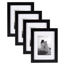 Picture Frames DesignOvation Gallery 5 In. X 7 In. Matted To 3.5 In. X 5 In. Black Picture Frame (Set Of 4)