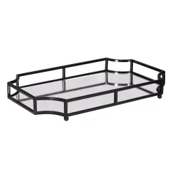 Decorative Trays Kate And Laurel Ciel Black Mirrored Decorative Tray