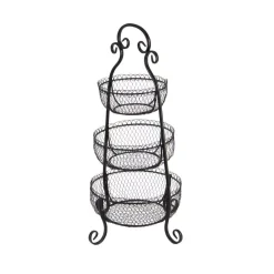 Decorative Trays LITTON LANE New Traditional 3-Tier Iron Black Decorative Basket Tray 13 Decorative Trays LITTON LANE New Traditional 3-Tier Iron Black Decorative Basket Tray -Brita shop black litton lane decorative trays 44518 1f 1000