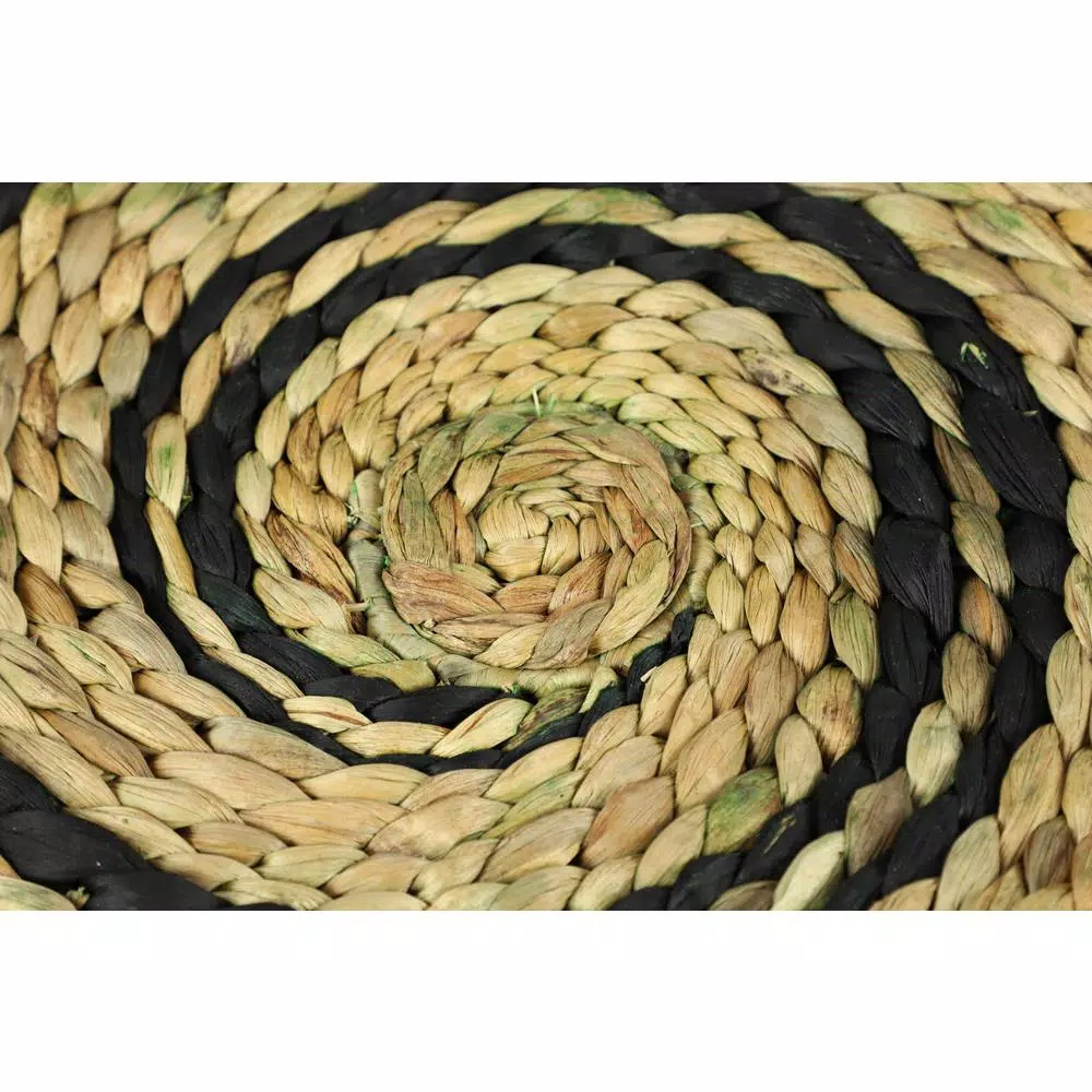Decorative Trays LITTON LANE Rustic Natural And Black Spiral Design Circular Wicker Trays (Set Of 3) 6 Decorative Trays LITTON LANE Rustic Natural And Black Spiral Design Circular Wicker Trays (Set Of 3) - Image 4