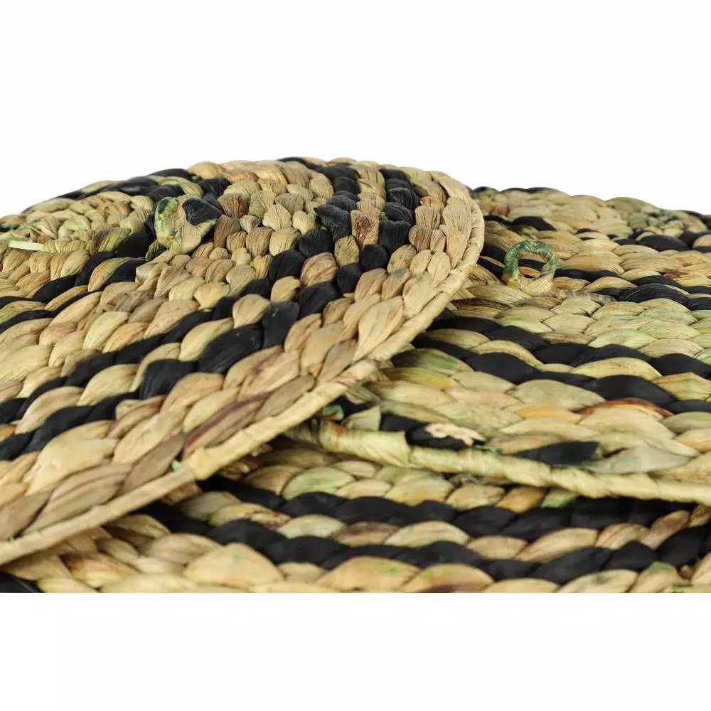 Decorative Trays LITTON LANE Rustic Natural And Black Spiral Design Circular Wicker Trays (Set Of 3) 5 Decorative Trays LITTON LANE Rustic Natural And Black Spiral Design Circular Wicker Trays (Set Of 3) - Image 3