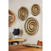 Decorative Trays LITTON LANE Rustic Natural And Black Spiral Design Circular Wicker Trays (Set Of 3) -Brita shop black litton lane decorative trays 99889 64 1000