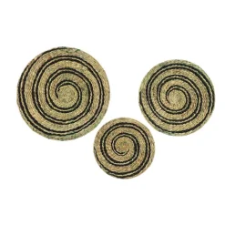 Decorative Trays LITTON LANE Rustic Natural And Black Spiral Design Circular Wicker Trays (Set Of 3) 8 Decorative Trays LITTON LANE Rustic Natural And Black Spiral Design Circular Wicker Trays (Set Of 3) -Brita shop black litton lane decorative trays 99889 c3 1000