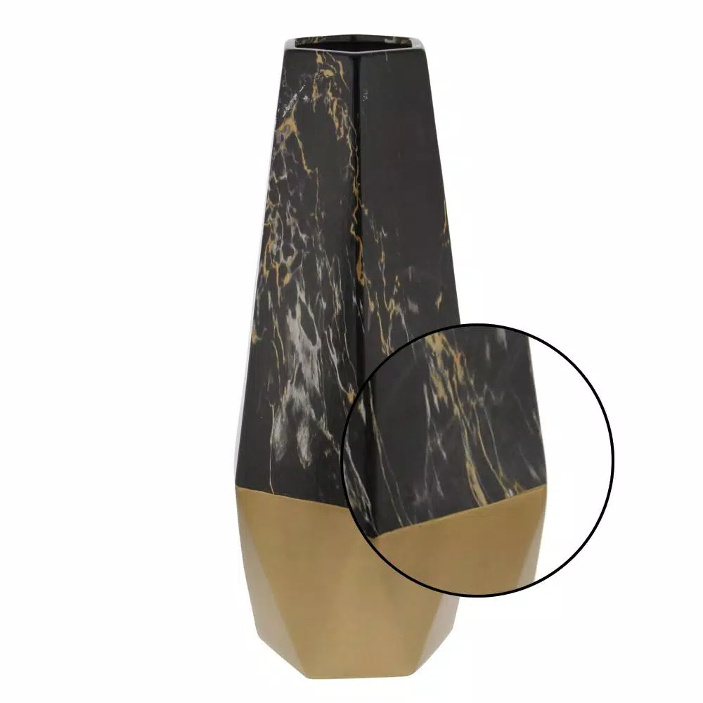 Vases LITTON LANE 18 In. X 7 In. Ceramic Black And Gold Vase 5 Vases LITTON LANE 18 In. X 7 In. Ceramic Black And Gold Vase - Image 3