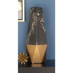 Vases LITTON LANE 18 In. X 7 In. Ceramic Black And Gold Vase
