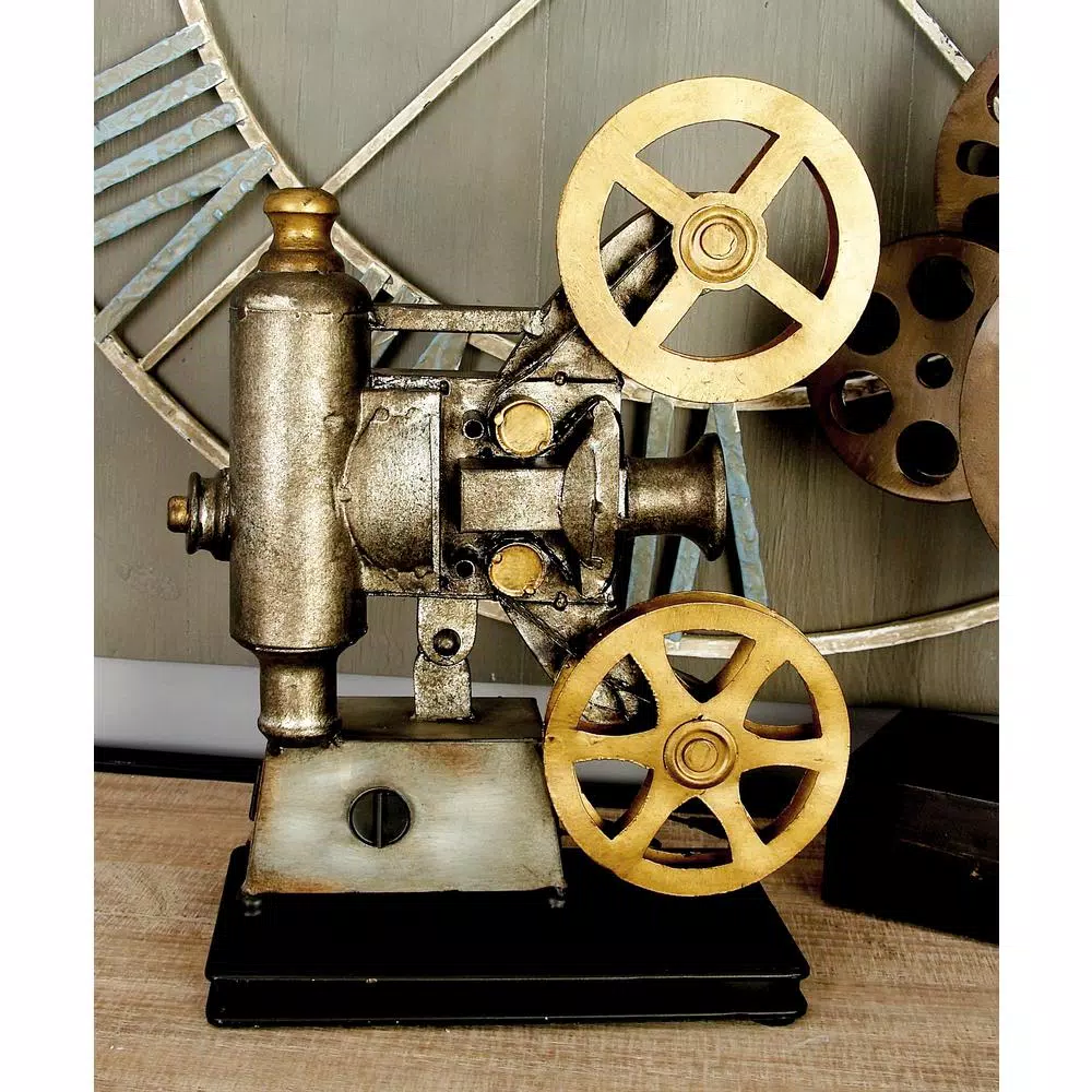 Sculptures LITTON LANE Vintage Movie Projector And Film Reels Metal Decor 4 Sculptures LITTON LANE Vintage Movie Projector And Film Reels Metal Decor - Image 2