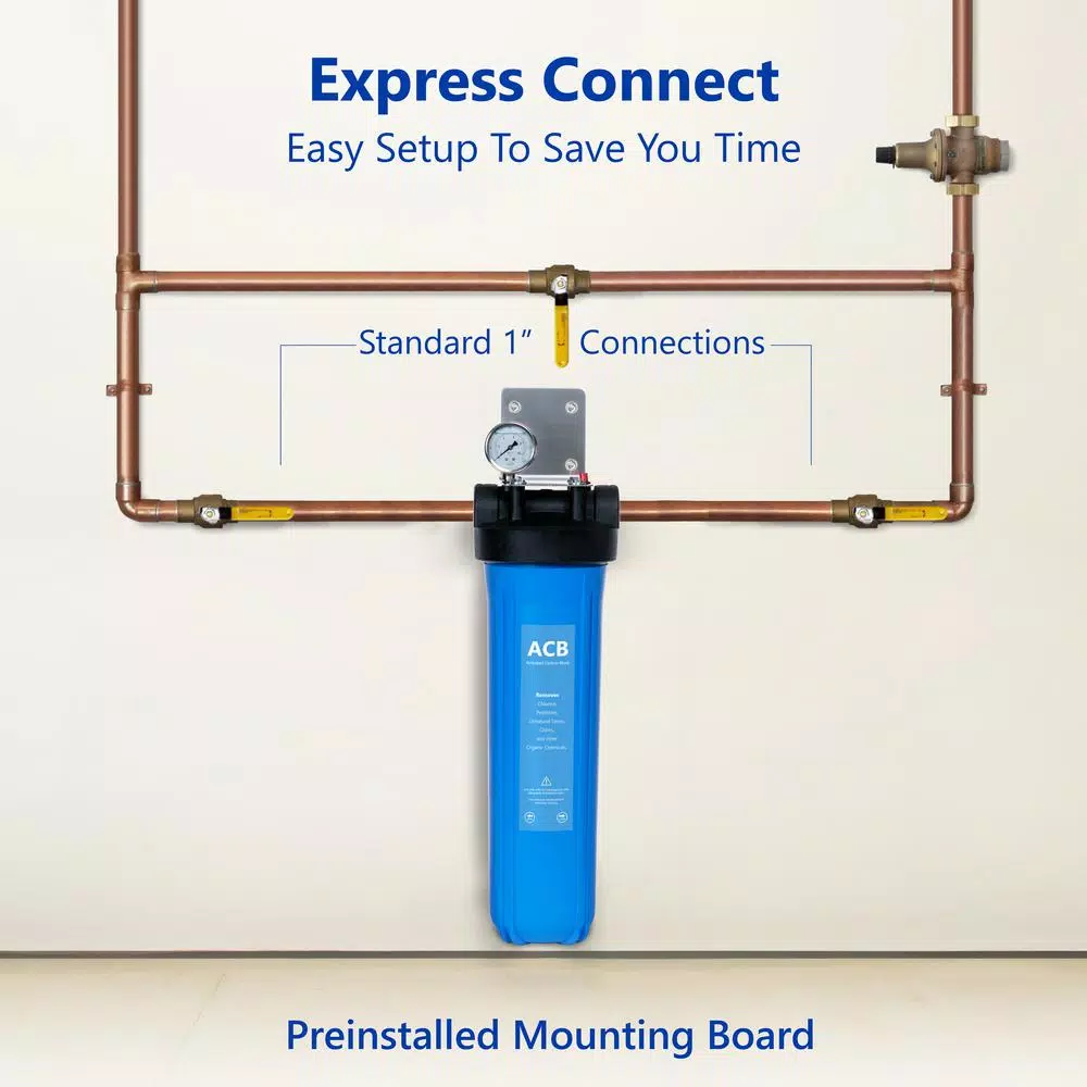Water Filtration Systems Express Water Whole House 1-Stage Water Filtration System – Charcoal Carbon Filter With Pressure Gauge, Easy Release, 1 In. Connection 5 Water Filtration Systems Express Water Whole House 1-Stage Water Filtration System – Charcoal Carbon Filter With Pressure Gauge, Easy Release, 1 In. Connection - Image 3