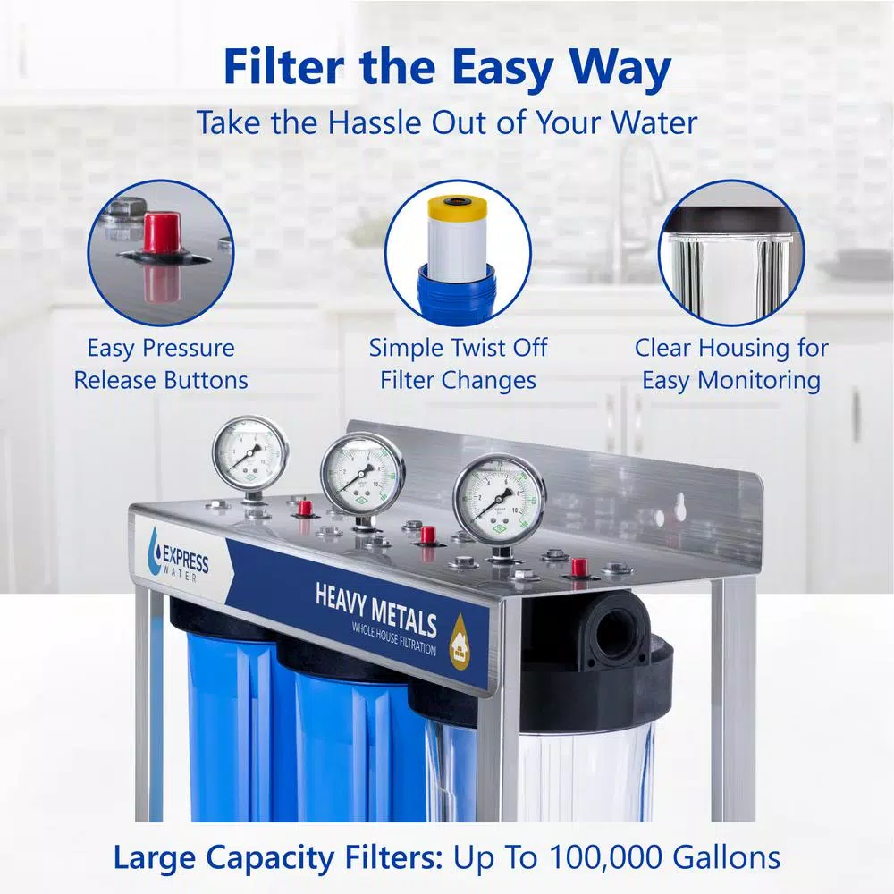 Water Filtration Systems Express Water Express Water 3 Stage Whole House Water Filtration System – Sediment, KDF, Carbon – Includes Pressure Gauges And More 5 Water Filtration Systems Express Water Express Water 3 Stage Whole House Water Filtration System – Sediment, KDF, Carbon – Includes Pressure Gauges And More - Image 3