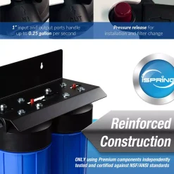 Water Filtration Systems ISPRING 10 In. X 4.5 In. Heavy Duty 2-Stage Undersink Water Filtration System With Premium Carbon Filter And Direct Connect Hose 11 Water Filtration Systems ISPRING 10 In. X 4.5 In. Heavy Duty 2-Stage Undersink Water Filtration System With Premium Carbon Filter And Direct Connect Hose -Brita shop blue ispring under sink water filters us21b 4f 1000