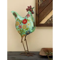 Sculptures LITTON LANE 17 In. Colorful Rooster Decorative Figurine