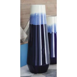 Vases LITTON LANE 20 In. Ceramic Tulip-Shaped In Blue And White Gradients Decorative Vase