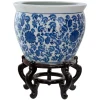 Vases Oriental Furniture Oriental Furniture 16 In. Floral Blue And White Porcelain Fishbowl -Brita shop blue oriental furniture vases bw 16fish bwfl 64 1000