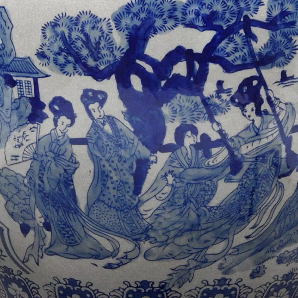 Vases Oriental Furniture Oriental Furniture 16 In. Ladies Blue And White Porcelain Fishbowl 5 Vases Oriental Furniture Oriental Furniture 16 In. Ladies Blue And White Porcelain Fishbowl - Image 3