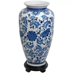 Vases Oriental Furniture Oriental Furniture 14 In. Porcelain Decorative Vase In Blue