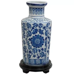 Vases Oriental Furniture Oriental Furniture 12 In. Porcelain Decorative Vase In Blue