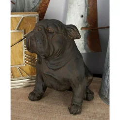 Sculptures LITTON LANE Polystone Sitting Bulldog Sculpture -Brita shop bronze litton lane sculptures 44719 31 1000