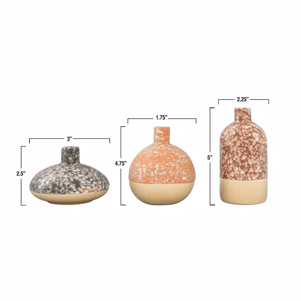 Vases 3R Studios Brown Stoneware Decorative Vase (Set Of 3) 6 Vases 3R Studios Brown Stoneware Decorative Vase (Set Of 3) - Image 4