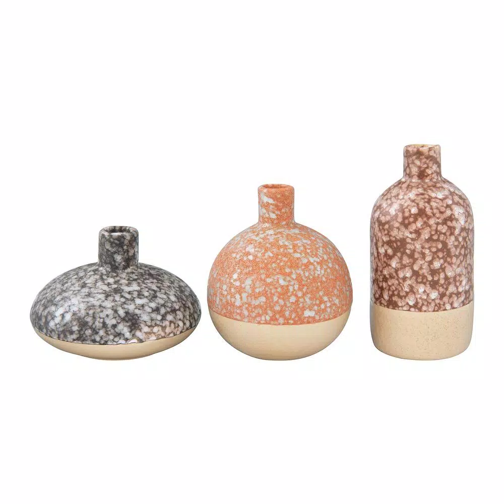 Vases 3R Studios Brown Stoneware Decorative Vase (Set Of 3) 5 Vases 3R Studios Brown Stoneware Decorative Vase (Set Of 3) - Image 3