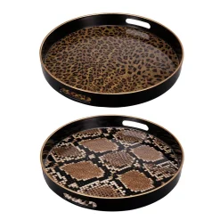 Decorative Trays A & B Home Quinn Round Brown Trays