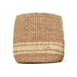 Storage Baskets Zentique Concave Hand Woven Wicker Seagrass And Palm Leaf With Light Pin Stripes Large Basket